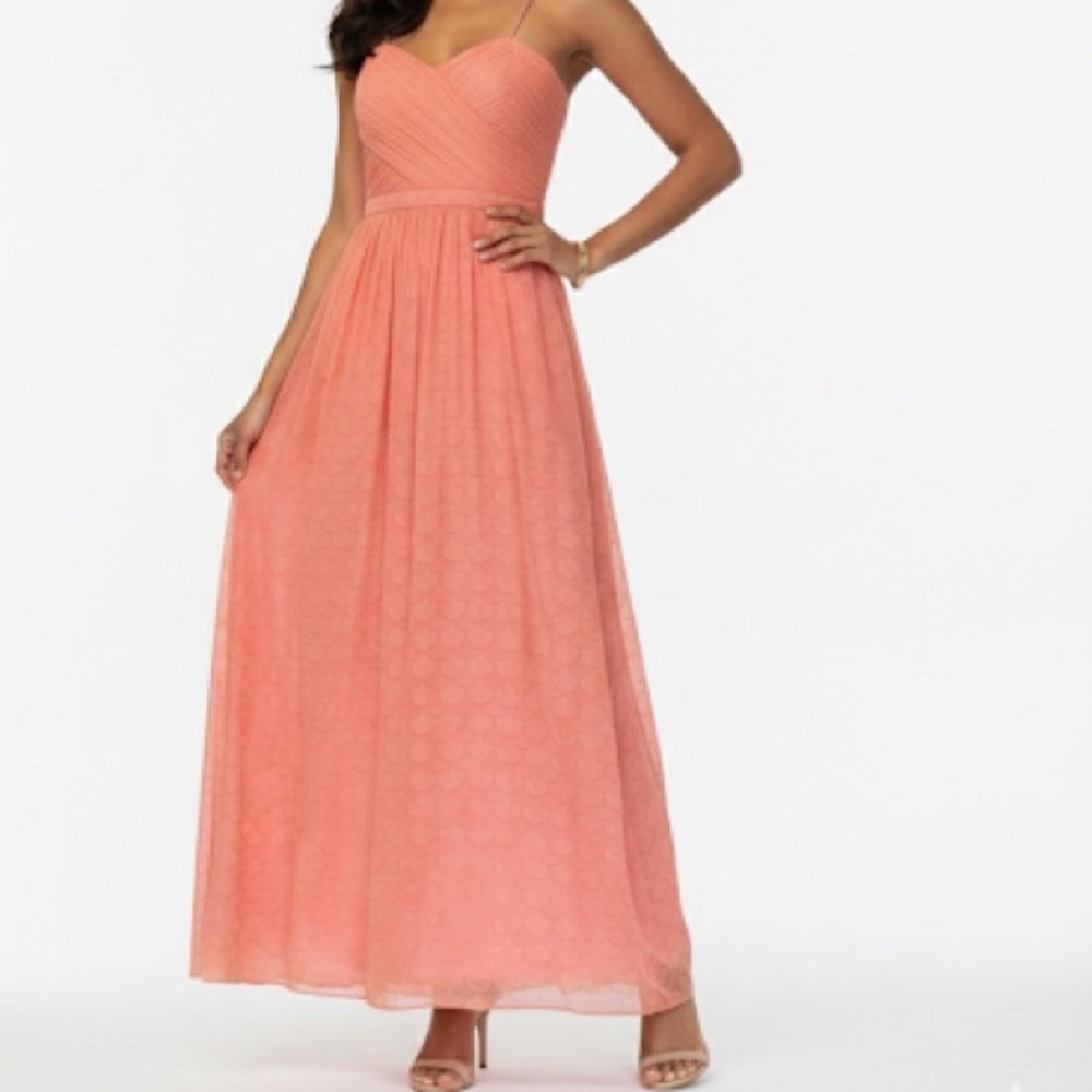 ERIN Erin Fetherston Coral Pink Scalloped Maxi Gown‎ Dress Size 0 E50113464910
